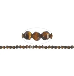 Heilstein & Edelstein-Strang - Kugeln, Tigerauge, facettiert (Starcut), 05-06mm