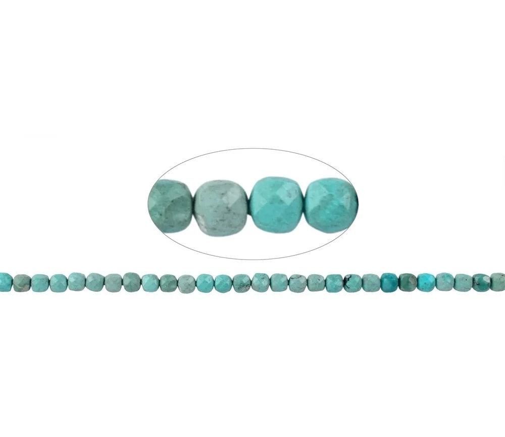 Heilstein & Edelstein-Strang - Würfel, Türkis (stab.), facettiert, 05mm (38cm)