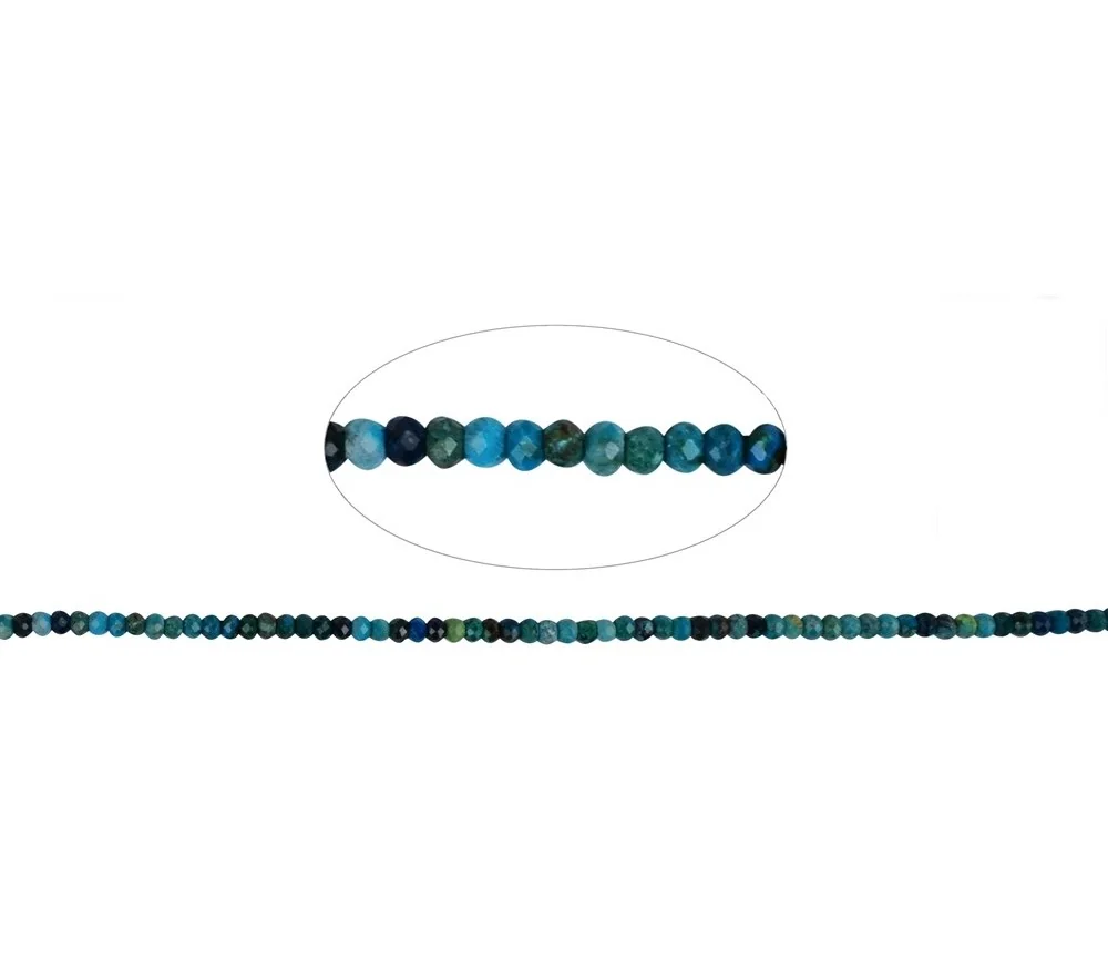 Heilstein & Edelstein-Strang - Button, Türkis (stab.), facettiert, 02 x 03mm (39cm)