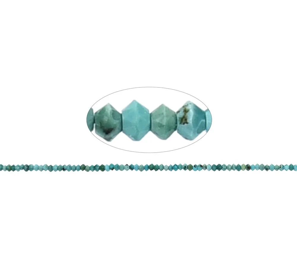 Heilstein & Edelstein-Strang - Button/Disc, Türkis (stab.), facettiert, 01 x 02mm