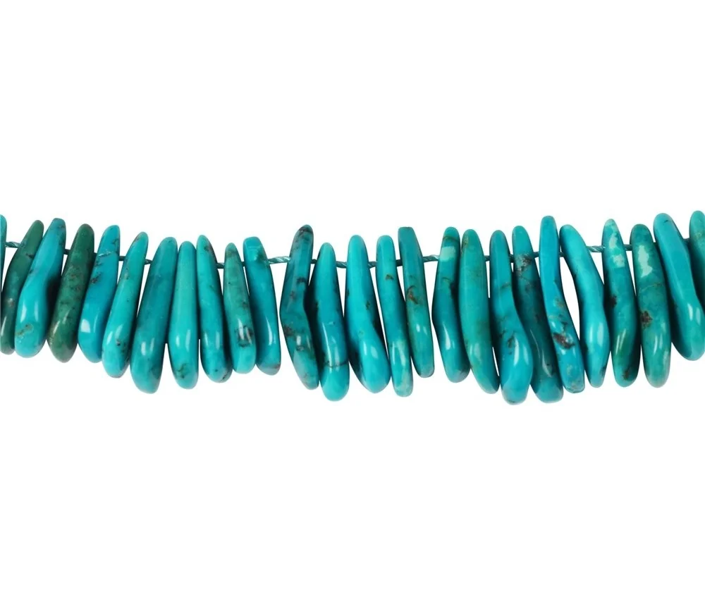 Heilstein & Edelstein-Strang - Tropfen flach, Türkis (stab.), 02-03 x 13-23mm (44cm)