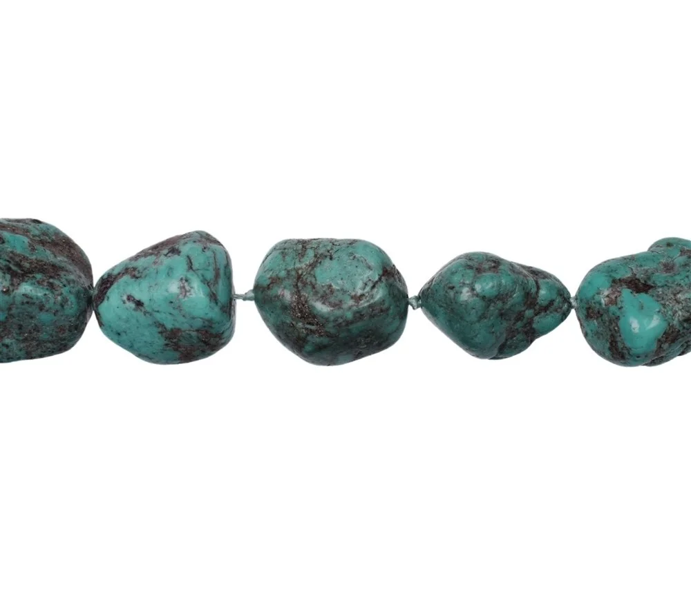 Heilstein & Edelstein-Strang - Nuggets, Türkis (stab.), 16-25 x 13-22mm