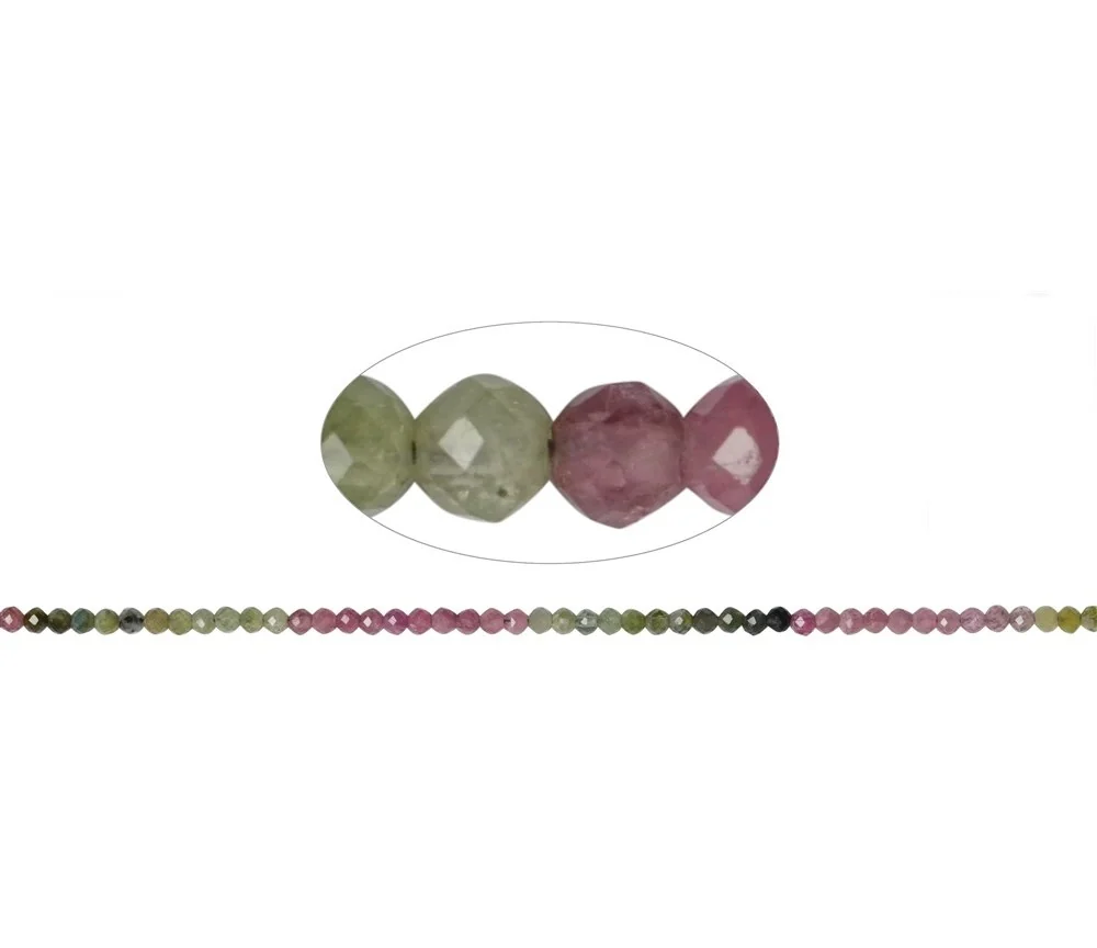Heilstein & Edelstein-Strang - Kugeln, Turmalin (bunt), facettiert, 02mm (42cm)
