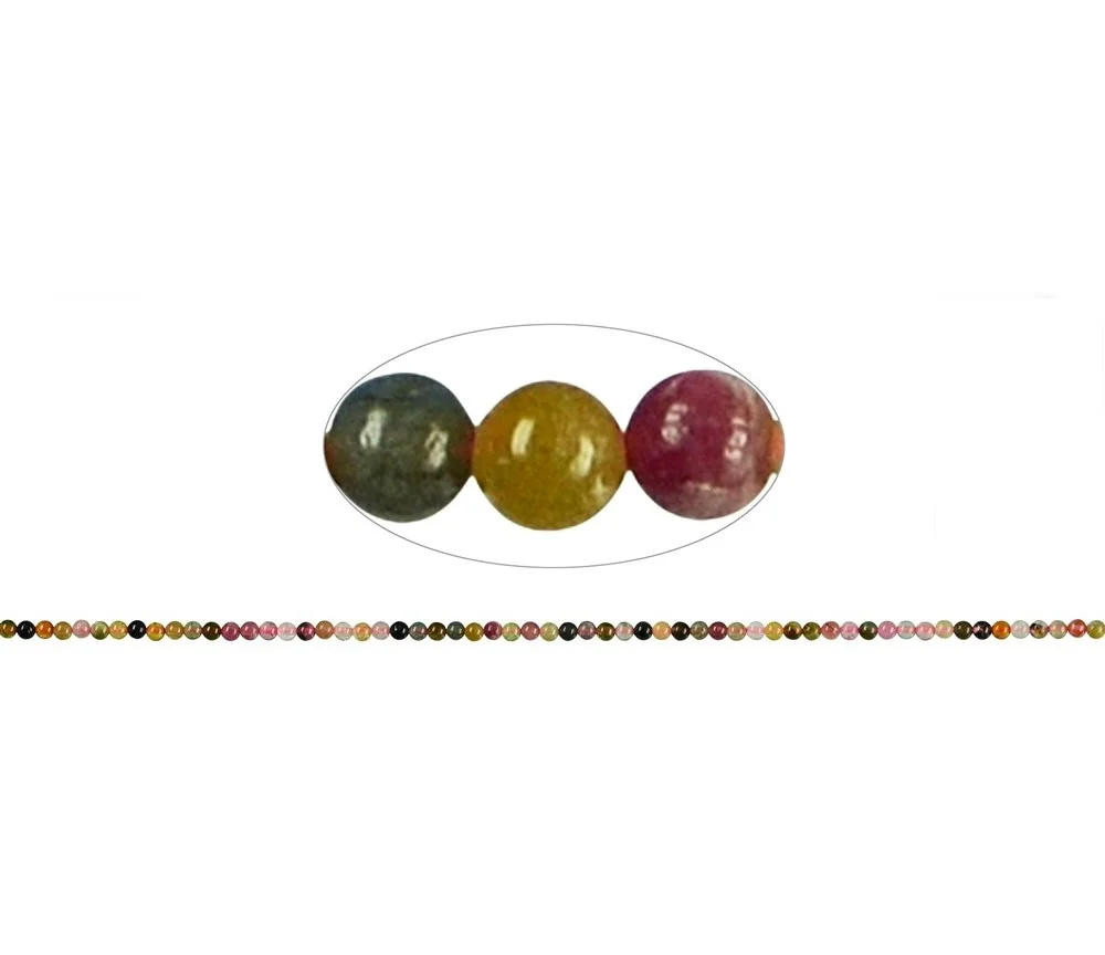 Heilstein & Edelstein-Strang - Kugeln, Turmalin (bunt) A-/B+, 02,25mm