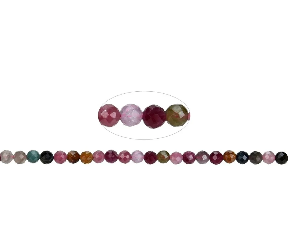 Heilstein & Edelstein-Strang - Kugeln, Turmalin (bunt), facettiert, 04,5mm