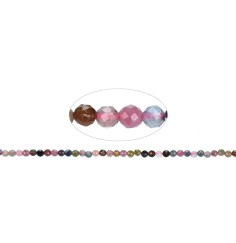 Heilstein & Edelstein-Strang - Kugeln, Turmalin (bunt/pink), facettiert, 02 - 02,5mm (38cm)