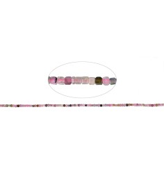 Heilstein & Edelstein-Strang - Würfel, Turmalin (rosa/Bunt), facettiert, 02mm (39cm)
