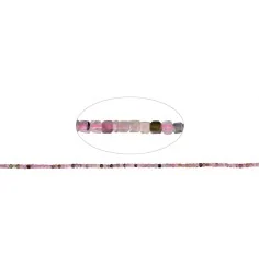 Heilstein & Edelstein-Strang - Würfel, Turmalin (rosa/Bunt), facettiert, 02mm (39cm)