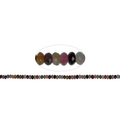 Heilstein & Edelstein-Strang - Button, Turmalin (bunt), facettiert, 04 x 06mm
