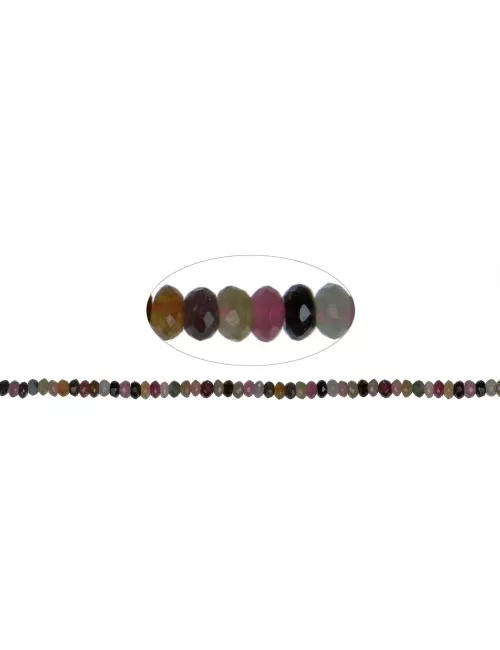 Heilstein & Edelstein-Strang - Button, Turmalin (bunt), facettiert, 04 x 06mm