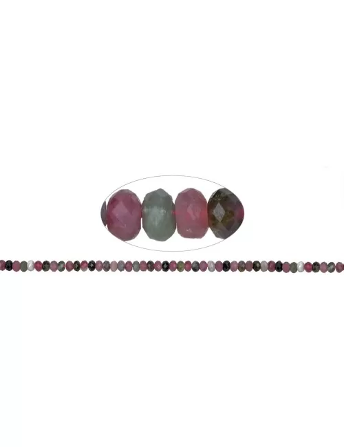 Heilstein & Edelstein-Strang - Button, Turmalin (bunt), facettiert, 04 x 06mm
