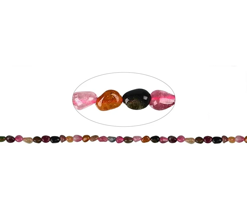 Heilstein & Edelstein-Strang - Nuggets Pebbles , Turmalin (bunt) A, 04-06 x 03mm