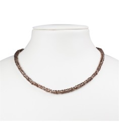 Heilstein & Edelstein-Strang - Button, Zirkon (braun), facettiert, 02 x 03mm