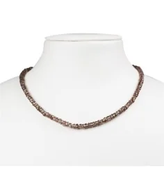 Heilstein & Edelstein-Strang - Button, Zirkon (braun), facettiert, 02 x 03mm