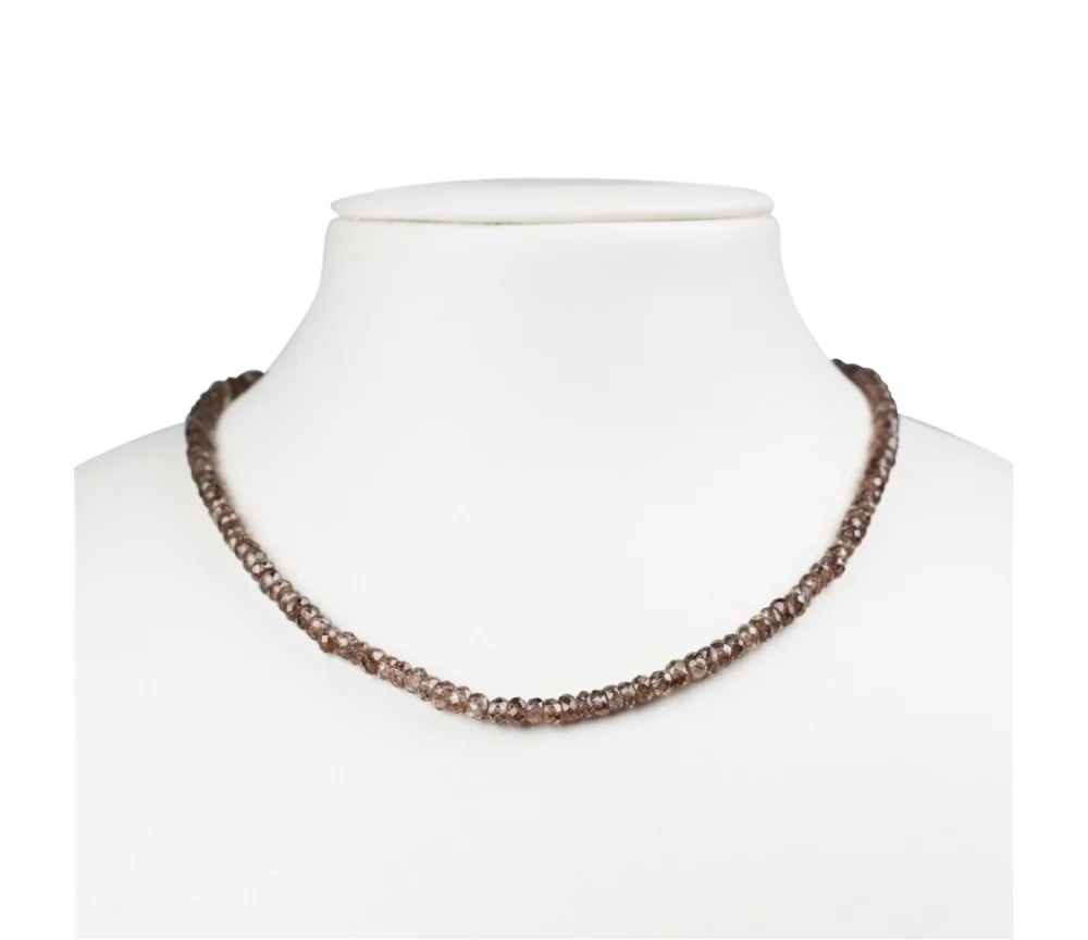 Heilstein & Edelstein-Strang - Button, Zirkon (braun), facettiert, 02 x 03mm