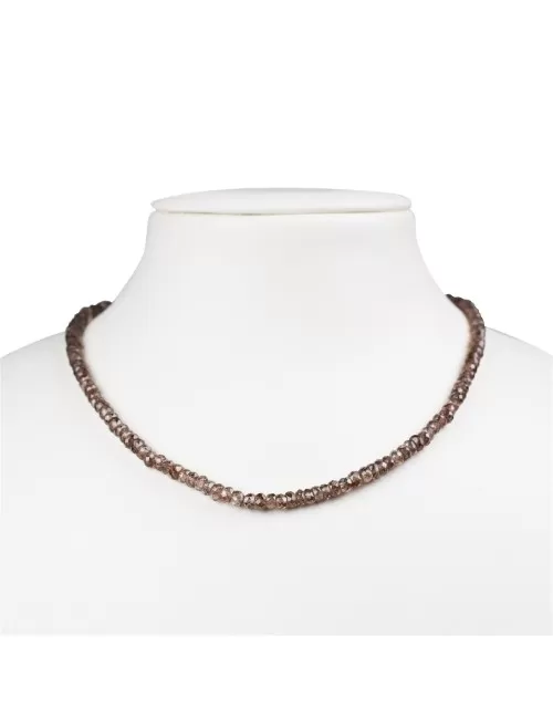 Heilstein & Edelstein-Strang - Button, Zirkon (braun), facettiert, 02 x 03mm