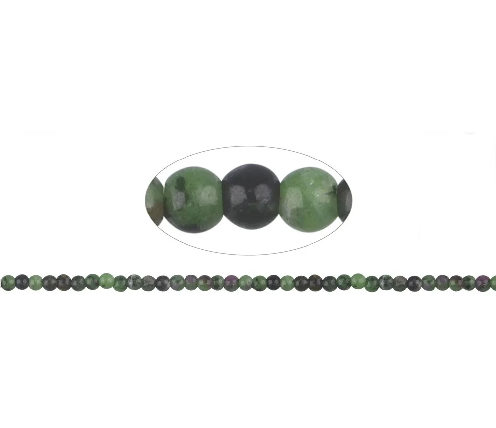 Heilstein & Edelstein-Strang - Kugeln, Zoisit mit Rubin, 04mm