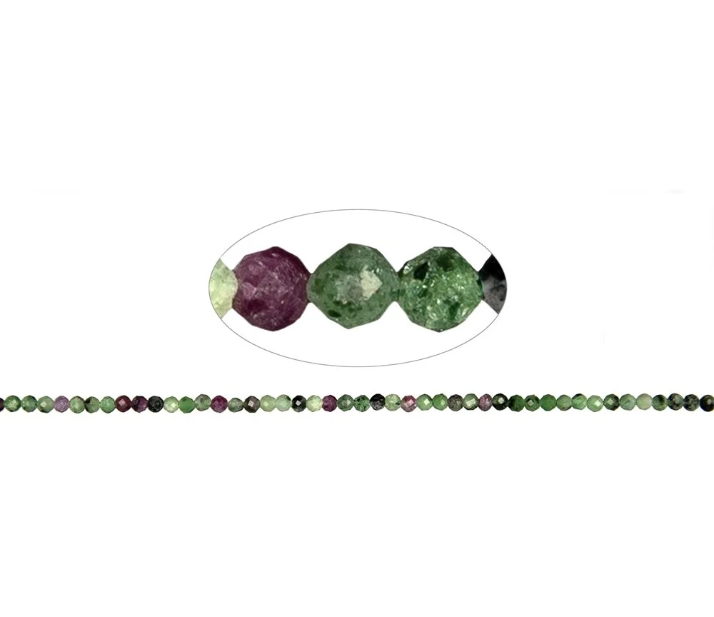 Heilstein & Edelstein-Strang - Kugeln, Zoisit mit Rubin, facettiert, 03mm (39cm)