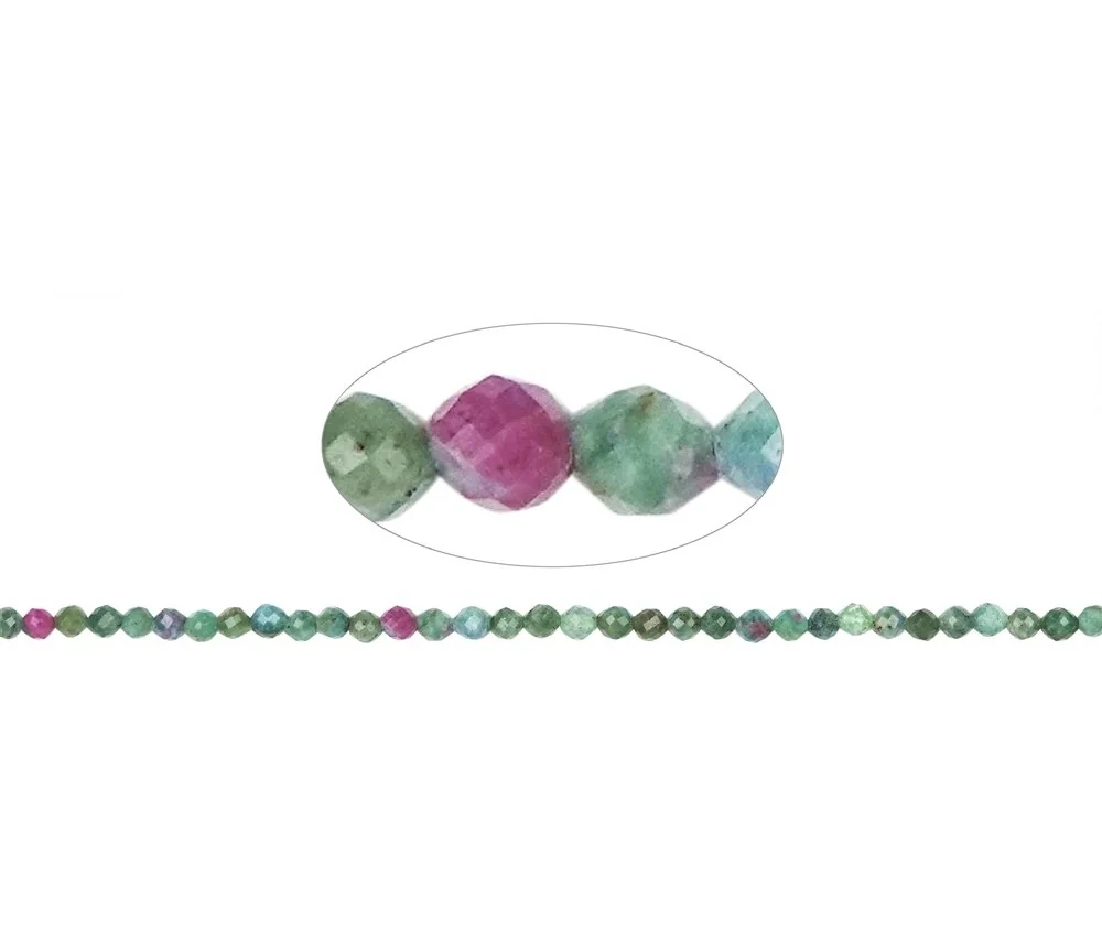 Heilstein & Edelstein-Strang - Kugeln, Zoisit mit wenig Rubin, facettiert, 04mm