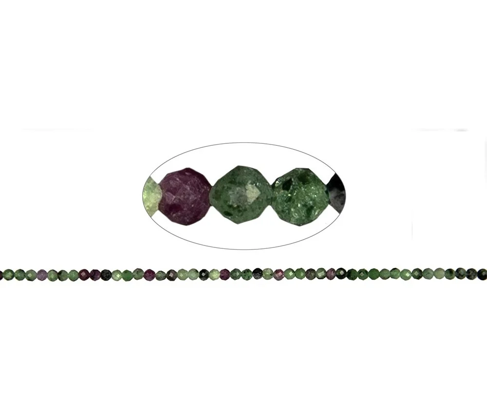 Heilstein & Edelstein-Strang - Kugeln, Zoisit mit Rubin, facettiert, 02mm (39cm)
