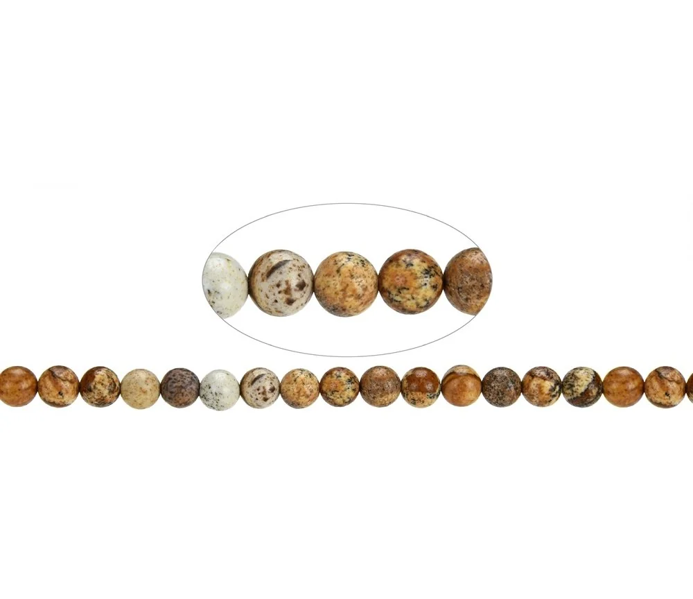 Heilstein & Edelstein-Strang - Kugeln, Jaspis (Landschaftsjaspis), 06mm (39cm)