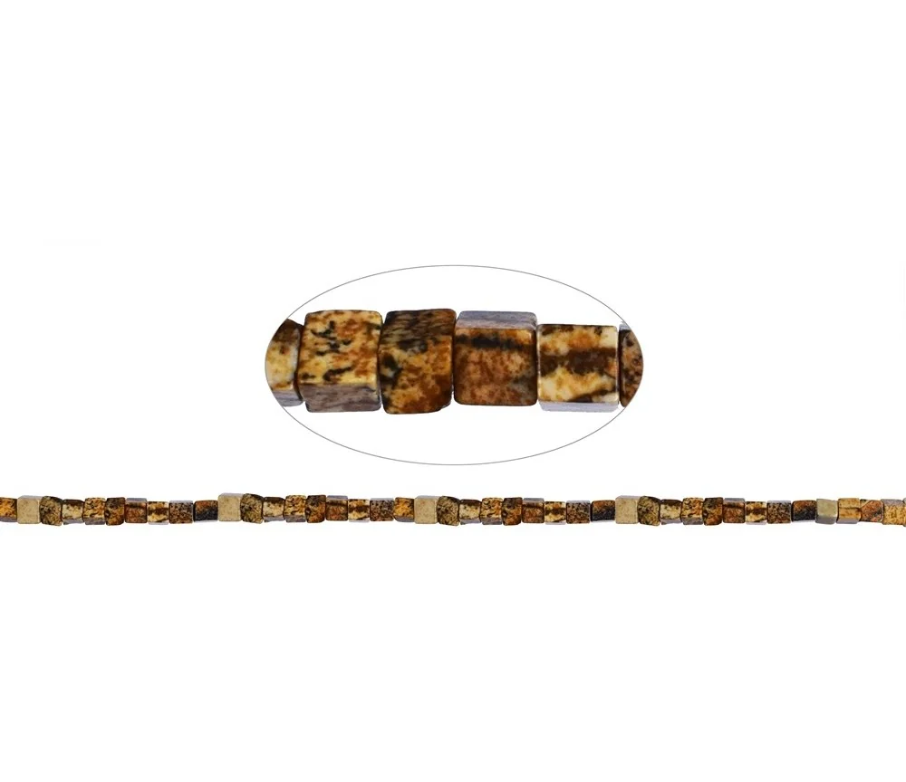 Heilstein & Edelstein-Strang - Würfel, Jaspis (Landschaftsjaspis), 04mm (39cm)