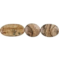 Heilstein & Edelstein-Strang - Scheiben, Jaspis (Landschaftsjaspis), 15-25 x 13mm