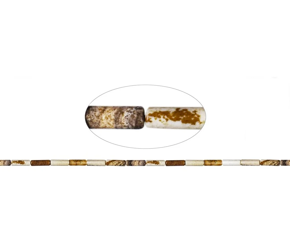 Heilstein & Edelstein-Strang - Zylinder, Jaspis (Landschaftsjaspis), 13 x 04mm