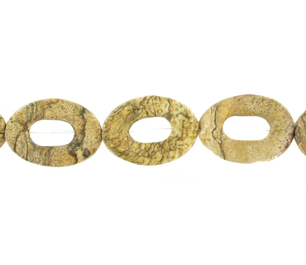 Heilstein & Edelstein-Strang - Rahmen gedreht, Jaspis (Landschaftsjaspis), 30 x 20mm