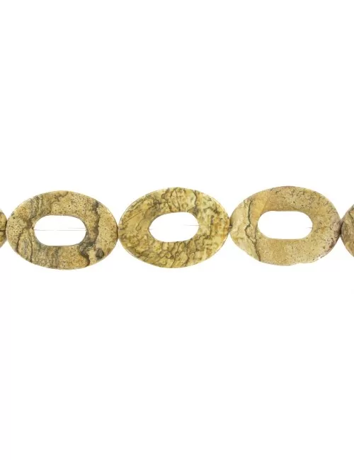 Heilstein & Edelstein-Strang - Rahmen gedreht, Jaspis (Landschaftsjaspis), 30 x 20mm