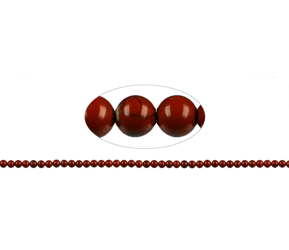 Heilstein & Edelstein-Strang - Kugeln, Jaspis (rot), 03mm