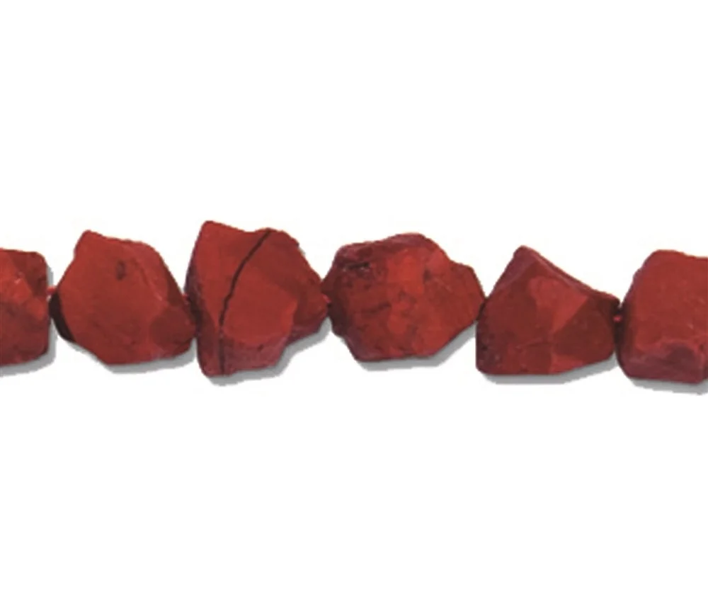 Heilstein & Edelstein-Strang - Nuggets, Jaspis (rot), roh anpoliert, 12 - 17mm