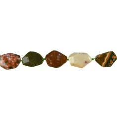 Heilstein & Edelstein-Strang - Nuggets, Ozeanjaspis, grob facettiert, 15-25 x 04-10mm