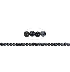Heilstein & Edelstein-Strang - Kugeln, Obsidian (Schneeflockenobsidian), 04mm (38cm)