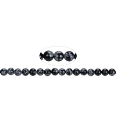 Heilstein & Edelstein-Strang - Kugeln, Obsidian (Schneeflockenobsidian), 06mm