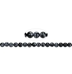 Heilstein & Edelstein-Strang - Kugeln, Obsidian (Schneeflockenobsidian), 06mm