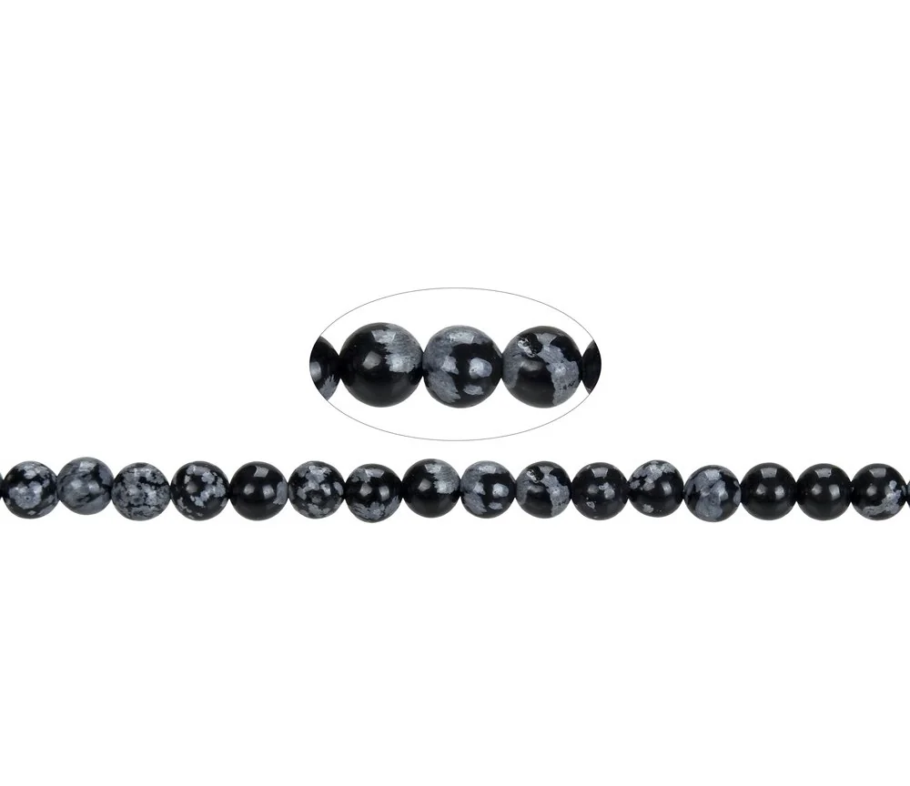 Heilstein & Edelstein-Strang - Kugeln, Obsidian (Schneeflockenobsidian), 06mm