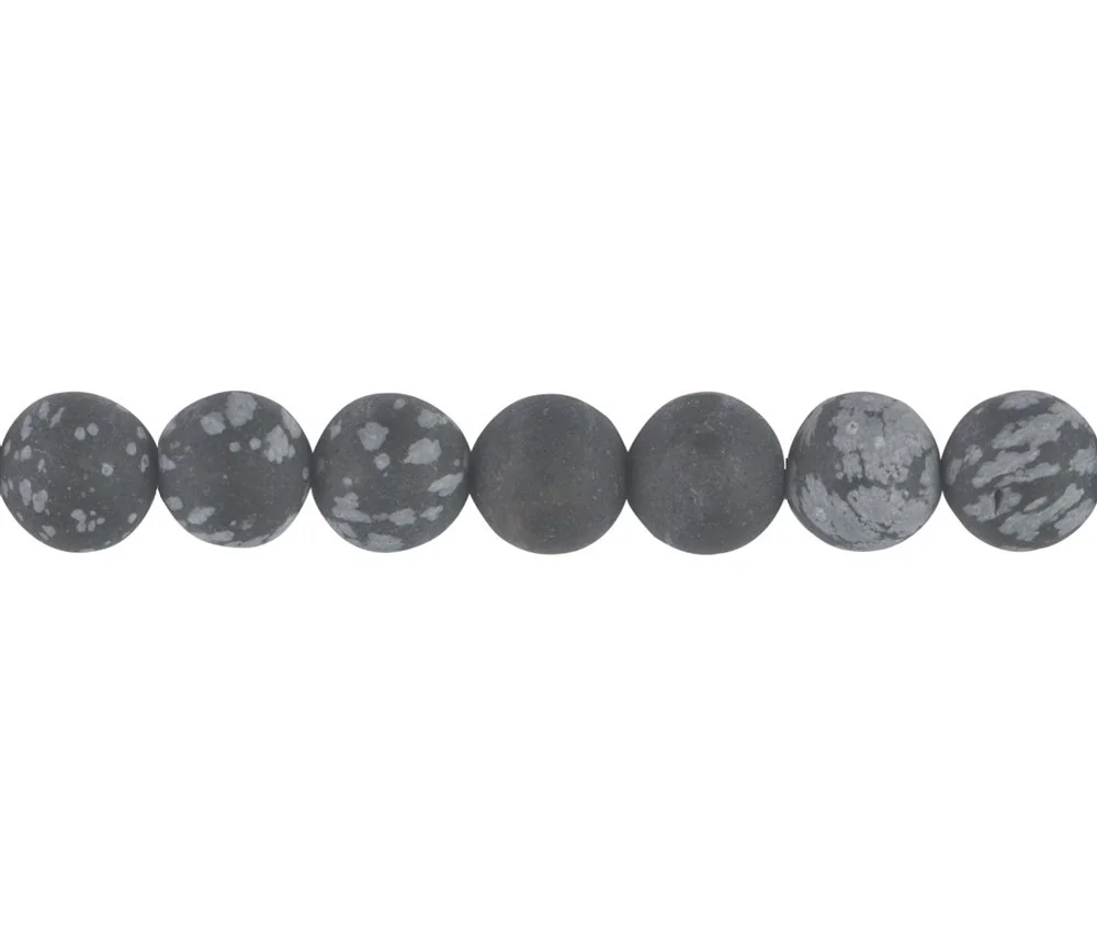 Heilstein & Edelstein-Strang - Kugeln, Obsidian (Schneeflockenobsidian), matt, 10mm (39cm)
