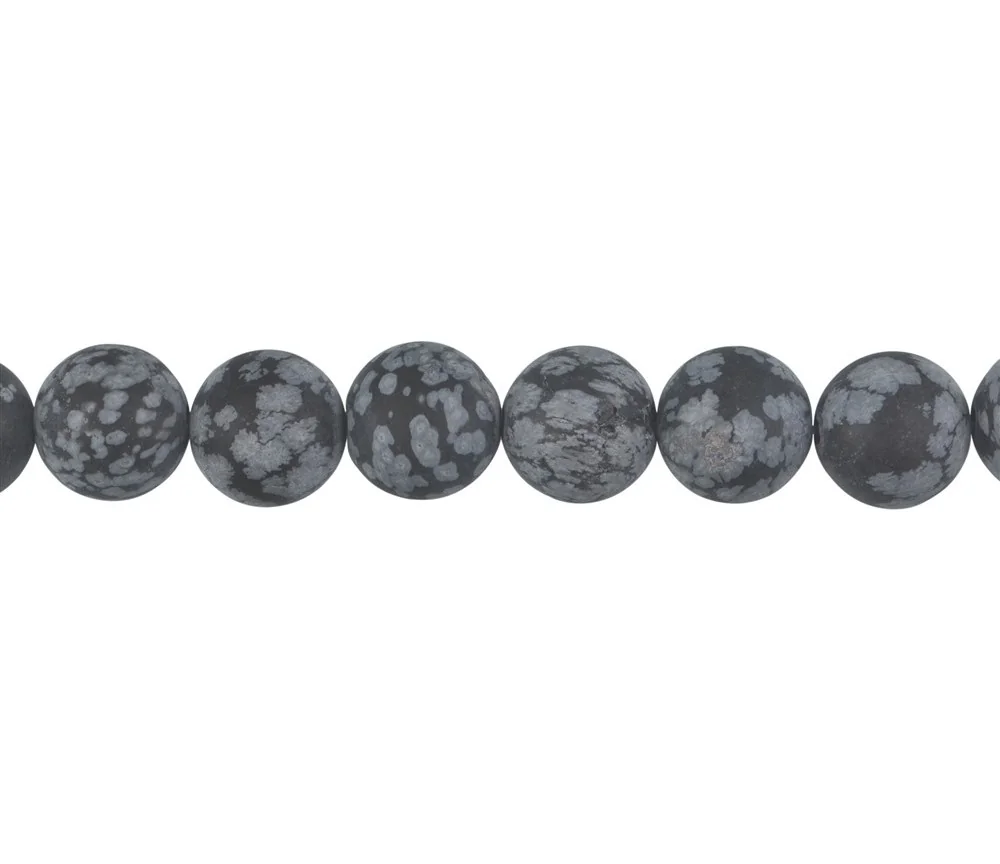 Heilstein & Edelstein-Strang - Kugeln, Obsidian (Schneeflockenobsidian), matt, 12mm