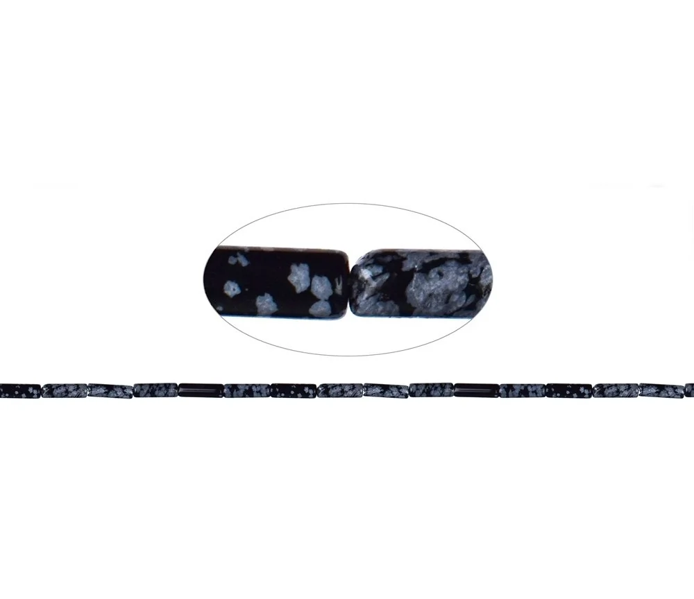 Heilstein & Edelstein-Strang - Zylinder, Obsidian (Schneeflockenobsidian), 13 x 04mm