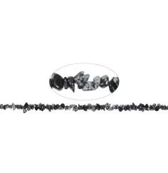 Heilstein & Edelstein-Strang - Splitter, Obsidian (Schneeflockenobsidian), 02-04 x 05-10mm (88cm)