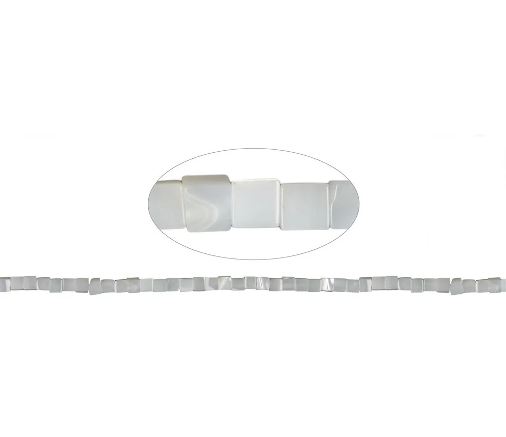 Heilstein & Edelstein-Strang - Würfel, Perlmutt (hell), 04 x 04mm