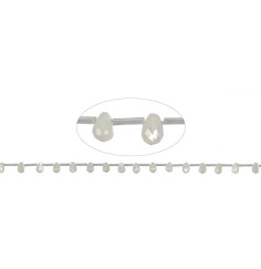 Heilstein & Edelstein-Strang - Tropfen, Perlmutt (hell), facettiert, 06 x 09mm