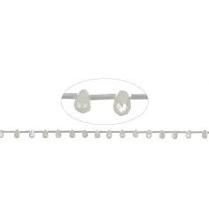 Heilstein & Edelstein-Strang - Tropfen, Perlmutt (hell), facettiert, 06 x 09mm