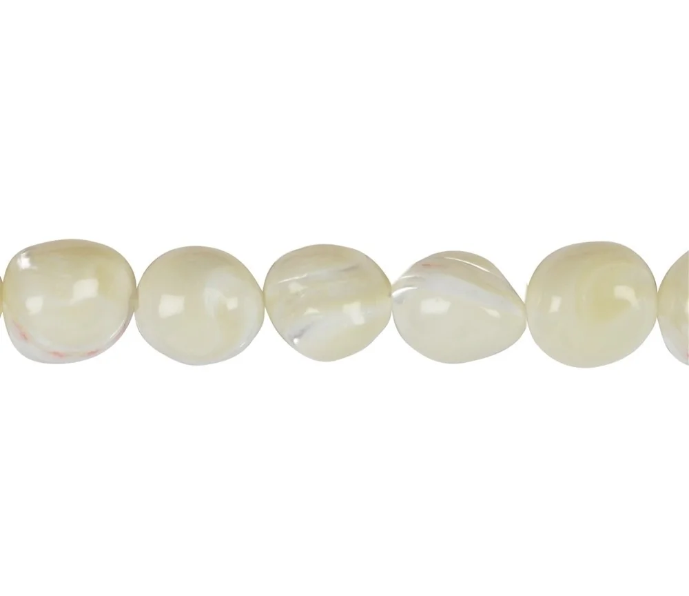 Heilstein & Edelstein-Strang - Nuggets, Perlmutt (hell), 12-16 x 08-15mm