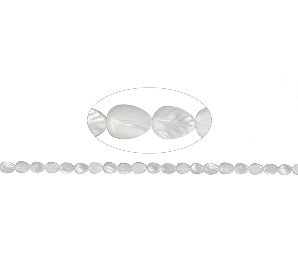 Heilstein & Edelstein-Strang - Blatt, Perlmutt (hell), 08 x 06mm