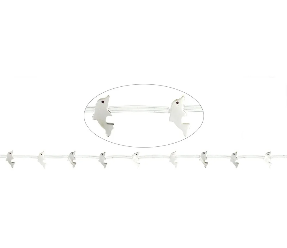 Heilstein & Edelstein-Strang - Delfine, Perlmutt (hell), 07 x 15mm
