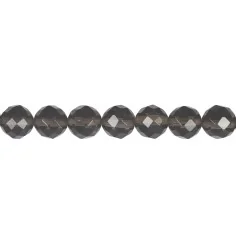 Heilstein & Edelstein-Strang - Kugeln, Obsidian (Rauchobsidian), facettiert, 10mm