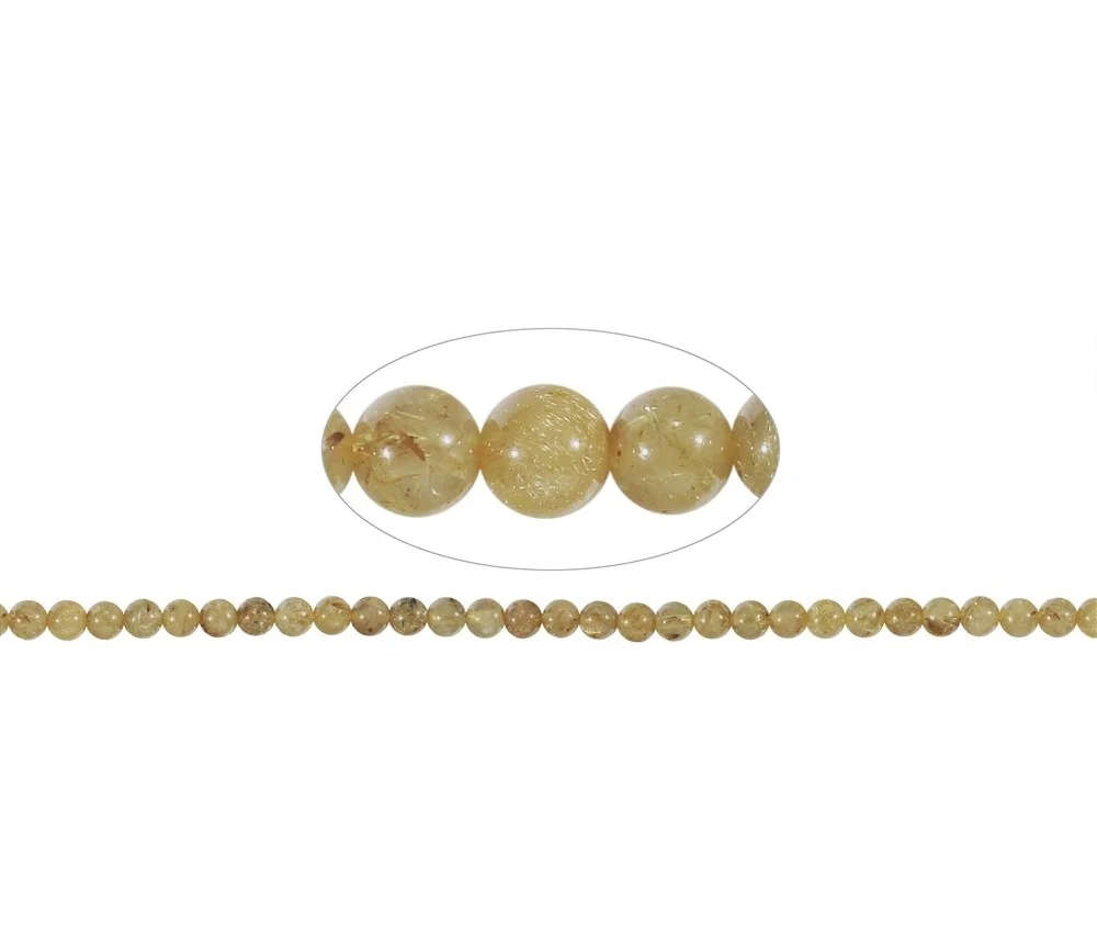 Heilstein & Edelstein-Strang - Kugeln, Rutilquarz, 06-07mm