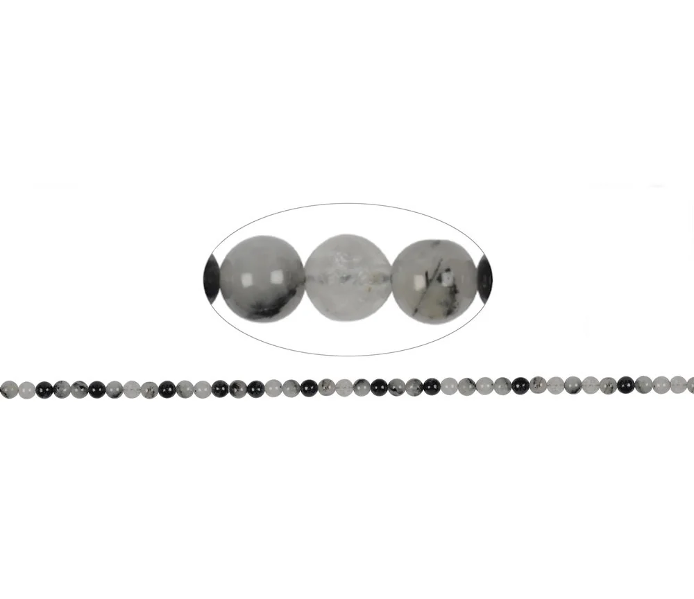 Heilstein & Edelstein-Strang - Kugeln, Turmalinquarz, 03mm